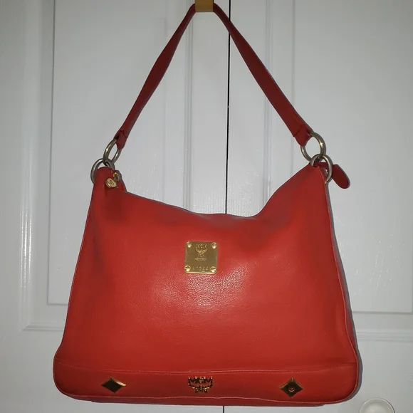 MCM AUTH. HOBO Rare(Germany) GENUINE LEATHER SHOULDER BAG
